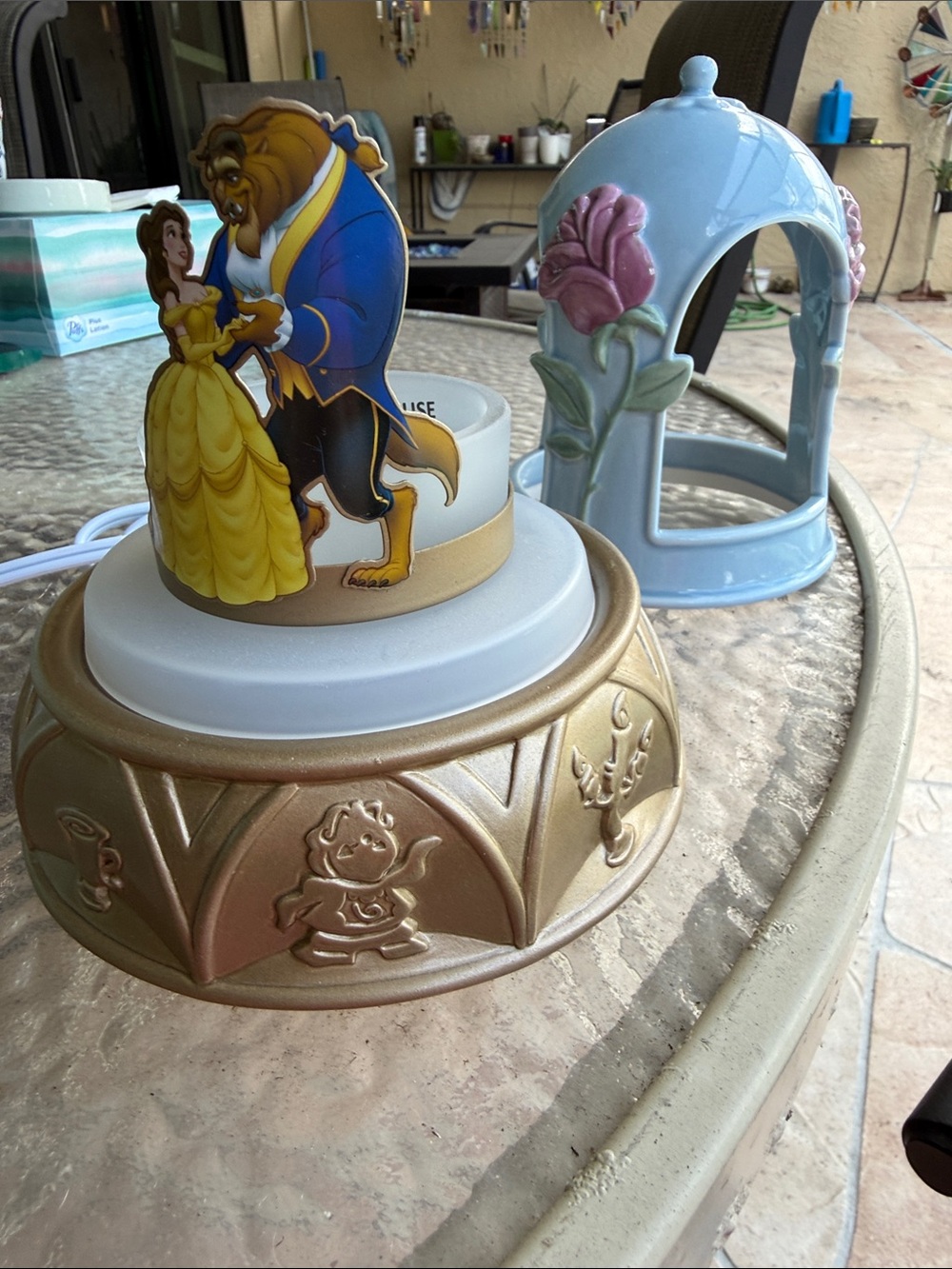 Disney Beauty and the Beast Blue, Gold, Pink Figurine Night Light - Picture 4 of 7